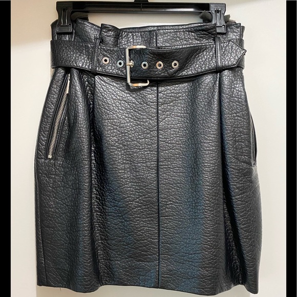 Vegan Leather Belted Skirt - Picture 1 of 1